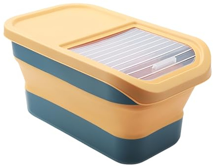 Buerfu 12-15KG Airtight Pet Food Storage Container With Wheels & Handle - Foldable Dog Cat Food Bin For Dry Kibble, Kitchen Pantry & Travel, Easy To Clean