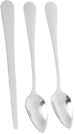Ipetboom Couteau à Pamplemousse et Cuillères Acier Inoxydable avec Lame Dentelée et Manche Épais pour Couper Pamplemousses Kiwis et Agrumes Facilement
