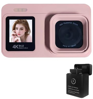 Fotocamera Digitale 4K Ricaricabile 64mp Risoluzione Doppio Display 18x Zoom Zoom Portatile Per Adolescenti Attività Da Esterno Fotocamera Portatile Con Doppie Schermate