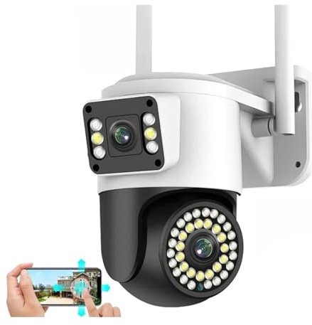 XZXXZSZ Caméra IP 4K 8MP Double Objectif Double écran 4G PTZ Suivi Automatique Audio bidirectionnel Couleur Vision Nocturne caméra de sécurité extérieure(WiFi Camera add 128G)