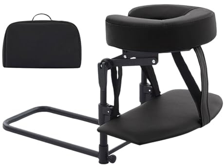 LeeQinersw Massagetisch-Gesichtsauflage mit Kissen, verstellbare Kopfstütze, Massage-Gesichtsauflage, faltbarer Massagetisch, Gesichtsauflagenhalter, U-Form für Friseure, Spas, Kosmetiksalons, Schwarz