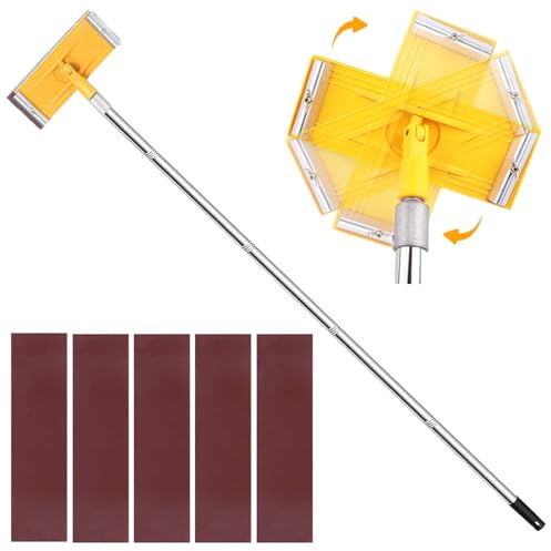 Pole Sander for Drywall, 74.8-Inch Dry Wall Sander with Extension Pole and 5 Pcs Sandpaper 360-Degree Polishing Hand Sanders for Floors Wall Ceiling