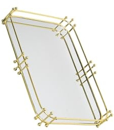 mophrati Dekoratives Metalltablett, Schmuck Organizer, stabiles Schminktablett für Schlafzimmer und Wohnzimmer mit und Funktionalität für Hochzeiten