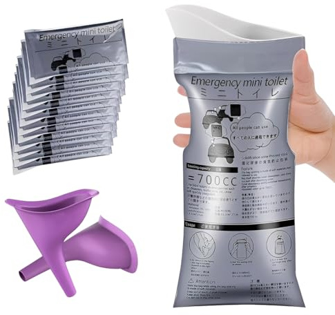 YUPZAR 12 Pièces d'urinoir jetable avec 2 Urinoir en Entonnoir, Toilettes Portables pour Le Camping, Voyages, embouteillages, Sac a vomi Voiture, urinoirs Portables pour Femmes, Hommes et Enfants