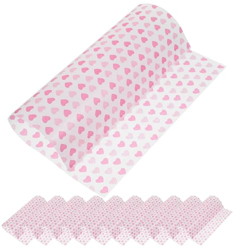 Gogogmee 50 Pièces Papier de Cuisson Cire Alimentaire Motif Cœurs Papier Emballage Anti-graisse pour Nougat Sandwichs et Pâtisserie pour Fêtes et Pique-niques