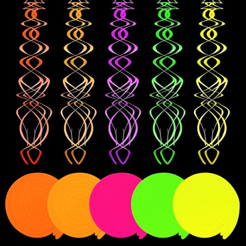 30 Stück Schwarzlicht Party Deko Birthday Decoration Girlande Schwarzlicht Neon Girlande für Neon Deko Party, Leuchtend Dekorationen Hochzeiten Geburtstag Weihnachten