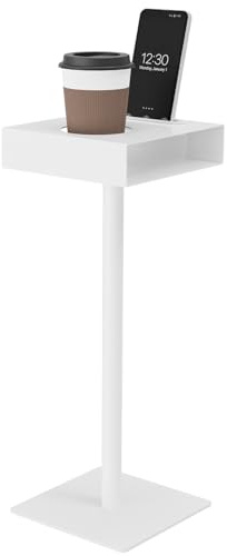 Yawinhe Lot de 1 Table d’appoint Métal,Carré Petite Table de Bout,Blanc