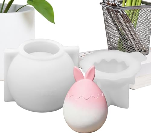 Stampini Per Uova Di Pasqua Di Cioccolato,Stampo in Silicone 3D con Decorazioni a Forma di Orecchie di Coniglio - Stampo Per Coppette Di Pasqua,Per Feste Compleanni Vacanze Uffici Casa Scuola Appartam