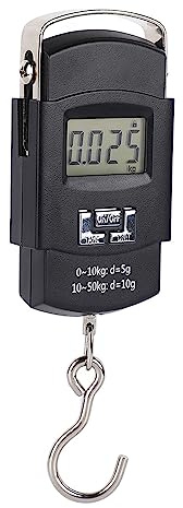 Báscula digital para peces, báscula con gancho para colgar, pantalla LCD, báscula de peso portátil de 50 kg con cómodo para pesca, camping, viajes al aire libre, ingeniería ABS,