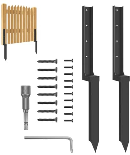 Fence Post Repair, Heavy Duty Fence Post Repair Stakes, Ground Fixer Spikes Set, Steel Fences Posts Repairs Kit with Nails, FencePost Stabilizer Menders for Repairing Broken Gate Posts