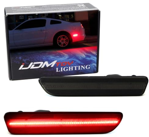iJDMTOY Smoked Lens Red Full LED Rear Side Marker Light Kit Compatible With 2005-09 Ford Mustang, Powered by 54-SMD LED, Replace OEM Back Sidemarker Lamps