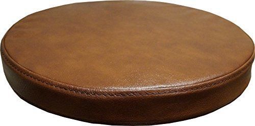 Quattro Meble Runde Echtleder Sitzkissen Braun Lederkissen Sitzpolster fur Barstuhl Barhocker Sessel Stuhle Bank doppelt genähtes Echt Leder Kissen Sitzauflage Auflage (Durchmesser 34 cm)