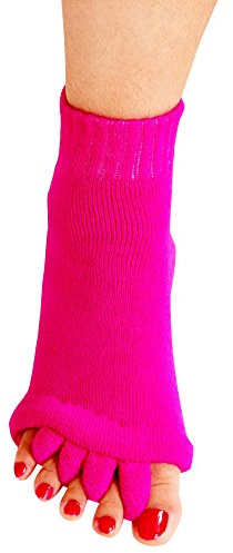 Nachvorn Yoga Sports GYM Five Toe Separator Socks Alignment Pain Health Massage Socks, Prevent Foot Cramps, One Pair,Rose