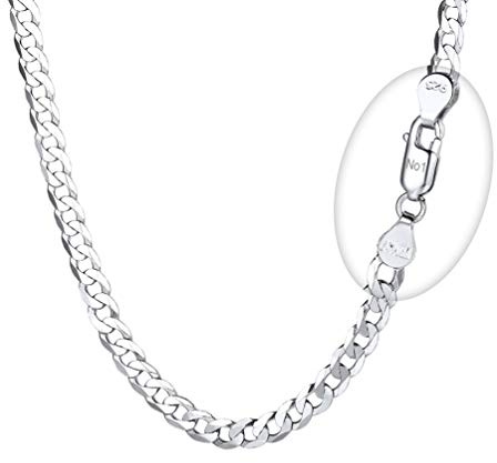 PROSILVER 5mm breit Panzerkette für Männer Jungen 51cm/20 personalisiert Panzer Halskette 925 Silber kubanische Gliederkette schlichter Halsschmuck Accessoire für Vater Ehemann