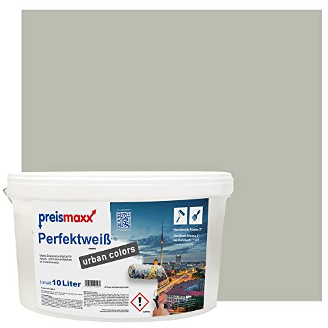 Preismaxx Perfektweiß Wandfarbe grün matt 10L - Innenwandfarbe für kreative Wandgestaltung, Innenfarbe braungrün, hohe Deckkraft Klasse 2, Trendfarbe für Wohnzimmer, bunte Akzentfarbe