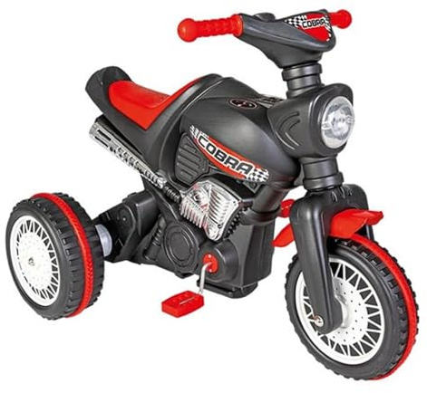 Pilsan Dreirad Cobra 07323 Motorrad-Design, Tröte am Lenker, Pedale, ab 3 Jahre, Farbe:schwarz