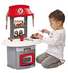 Ecoiffier – kleine Kinderküche – Spielküche im Mini-Format, mit Ofen, Waschbecken, Pfannen, Spiellebensmittel, für Kleinkinder ab 18 Monaten