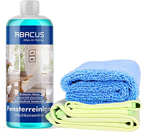 ABACUS® Fensterreiniger Hochkonzentrat 500 ml Set, Glasreiniger Konzentrat Set, Spiegelreiniger, Fensterputzmittel Paket, Fensterwischer Set – Fensterreiniger Hochkonzentrat Set 500 ml (7510)
