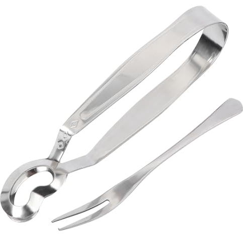 Cabilock Escargot Dining Set Stainless Steel Escargot Tongs with Snail Fork Clip Shell Utensils Tableware for Home Restaurant 1 Set