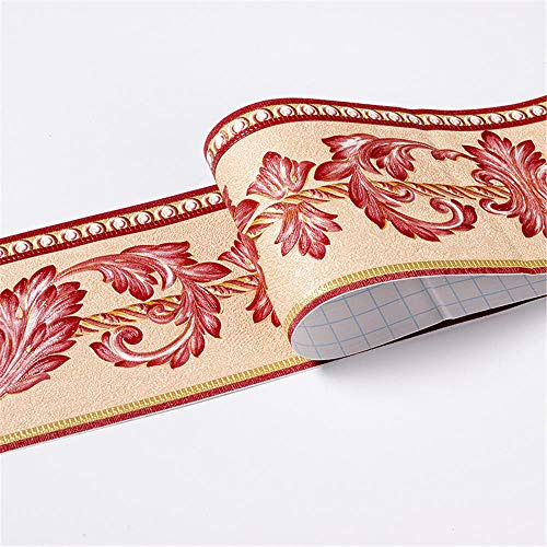 Selbstklebende Bordüre Rote Weinblätter Stock Wasserdichte Entfernbare Tapeten Aufkleber Dekoration für Wohnzimmer Badezimmer Küche Fliesen 10.5cm X 500cm