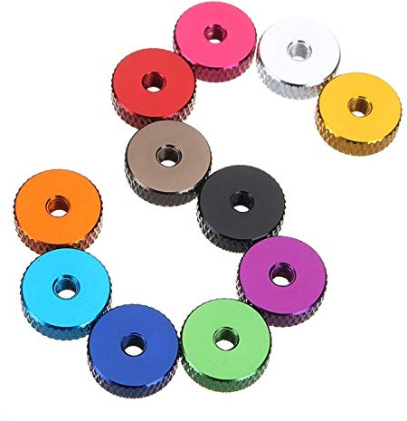 yjknwan Risolto in Modo Sicuro Manuale 10pcs M3 zigrinata Rondelle Vite Dado Distanziale Rondella in Lega di Alluminio Multicolore Adatto (Inner Diameter : Light Blue)