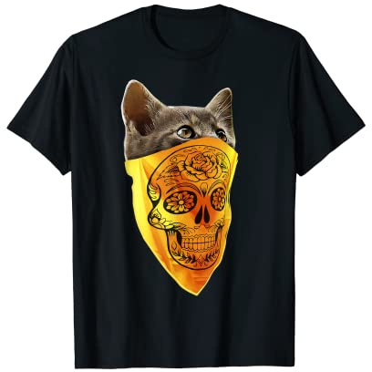 Halloween Day of the Dead Skull Bandana Katzenhemden für Herren T-Shirt