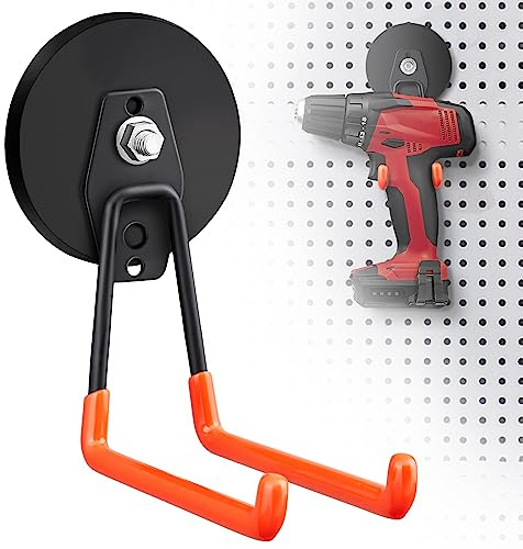 2Pcs Large Strong Magnetic Hooks for Hanging Heavy Duty, 3.5in Neodymium Magnet Storage Utility Hooks, Steel Long Magnetic Holder/Hanger Hook Organizer for Hanging Garage/Garden/Power Tools