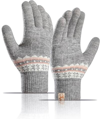 TAGVO Winter Thermo Touchscreen Handschuhe Damen, Dehnbare Gestrickte Handschuhe Warme Dicke Wollhandschuhe, Sporthandschuhe Outdoor Winterhandschuhe für Laufen Joggen Wandern Radfahren Bergsteigen