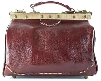 lePelou Arzttasche aus Leder, Vintage Doktortasche, Gladstone Tasche, Hand- und Schultertasche (Braun)