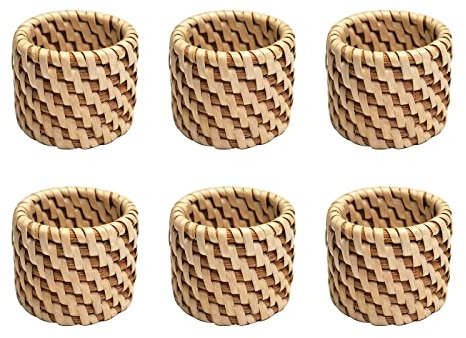 6 Stück Rattan-Serviettenringe, Serviettenhalter für Stoffservietten, Serviettenringhalter für Tisch, Elegante, Einfache Mehrzweck-Serviettenhalter für Hochzeiten, Hotelpartys(6 Stück)