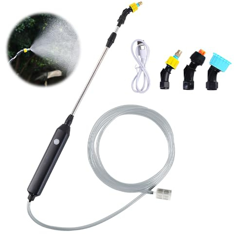 KBIBCK Pulverizador Eléctrico, Pulverizador Plantas, Pulverizador Bateria, Sulfatadora electrica a bateria, Pulverizadores Inalámbricos con 3 Boquillas Regulable y 5 M Manguera, USB Recargable