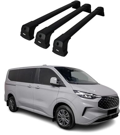 OMAC Barre Portatutto Trasversali Compatibili con Ford Transit Custom/Tourneo Custom II 2023-2026 – 2 Stangen – Bloccabile – Alluminio Nero
