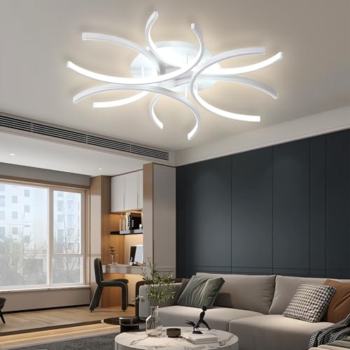 QYSMGS LED Deckenleuchte Modern, Heterotype Designer Lampe mit Fernbedienung, Dimmbar 0-100% Memory-Funktion, Deckenbeleuchtung in Weiß 60cm für Wohnzimmer Schlafzimmer Esszimmer (Weiß, 60cm)