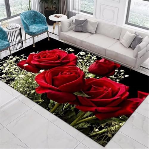 RUGMRZ Tepisch Fur Wohnzimmer Teppich Jugendzimmer Jungen Schlafzimmer Rechteckiger Roter Schwarzer Schmutzabweisend Rutschmatte 120X180Cm 3Ft 11.2''X5Ft 10.9''