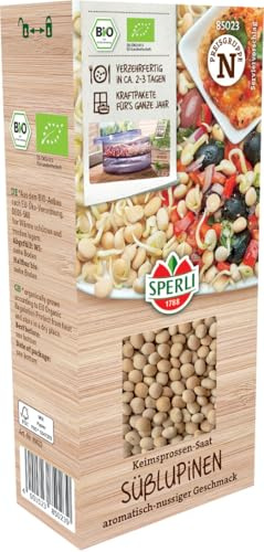 Sperli BIO Keimsprossen-Saat Süßlupinen 85023 | Für ein Keimsprossen-Anzuchtset, kurze Kulturzeit und aromatisch-nussiger Geschmack