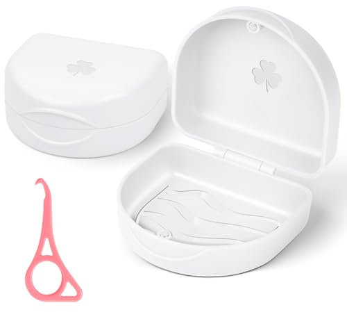 OFFCUP Caja de tirantes con herramienta de alineación para quitar soportes Caja portátil Dento Caja de prótesis Caja de prótesis Caja de tirantes Caja de férula dental - Blanco