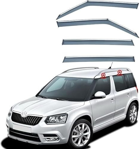 LJWAN Windabweiser für Skoda YETI 2009-2017, Luftabweiser Seitenscheiben Regenschutz Regenabweise Autofenster Integrierte Deflektoren