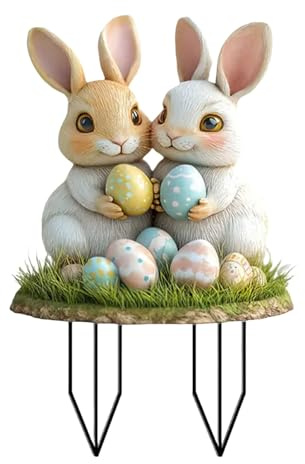 Kashyke Osterdeko Outdoor, Gartenstecker Ostern, Vintage Garten Oster Deko Außen, Ausgefallene Osterhase Osterdeko Frühlingsdeko Draußen Groß Hase Ostereier Gartendeko für Draussen XXL (#04)