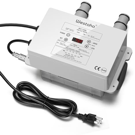 Salt Chlorine Generator, Westaho Salt Water Pool Chlorinator System with USA-Made Titanium Cells, for Above Ground Pools Up to 15,000 Gallons, Compatible with Intex Pools, IP66 Waterproof