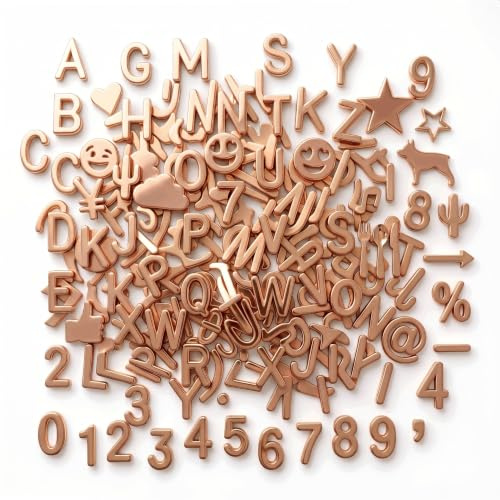 C CRYSTAL LEMON Rosegold Kunststoff Buchstaben Set für Filz Buchstabentafeln - 394 Teile Filztafel Buchstaben Zoll, 1,9 cm Buchstaben