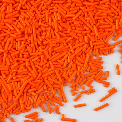 Sujoygar Orange Sugar Strands - 130g Orange Cake Sprinkles for Cupcake Topper Baking Decorations On Baby Shower Birthday Wedding Party