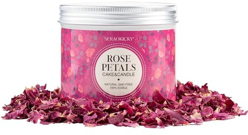 SERAOKICKY - Véritables pétales de Rose séchés Rouges - 15 g - Pétales de Rose 100% Bio de qualité supérieure - sans additifs - Délicieusement parfumés et Pleins d'arôme-pour Bricolage,thé,décoration