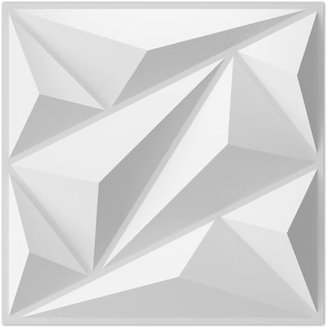 AMIGO 20 panneaux 3D triangulaire PVC blanc mat 30x30cm | Lot de 20,PVC haute résistance,résistant à la déformation,recyclable,imperméable,thermorésistant,inodore.Facile à poser.