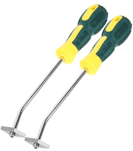 HOMSFOU 2pcs Grout Removal Tool and Sealant Scraper Tungsten Steel Edge, Caulking Glue Cleaning Tool for Tile Grout and Corner Seams in Bathroom and Kitchen Random Color