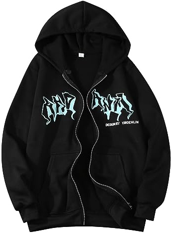 Generisch Felpa da uomo Hop Felpa con cappuccio Street Fashion Unisex con coulisse e ragazza 90 E Girl Top Felpe per uomo a maniche lunghe