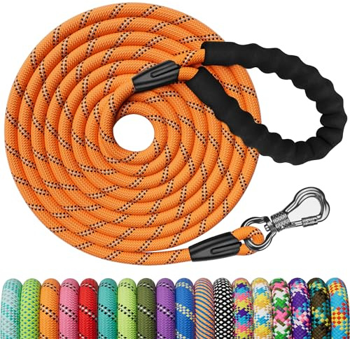 X XBEN Longe pour Chien 10M, Laisse de Dressage avec Poignée Confort et Mousqueton Verrouillable, Robuste pour Petits, Moyens et Grands Chiens