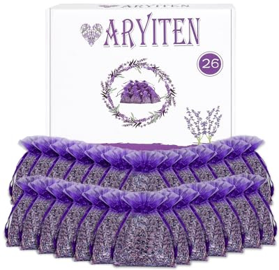 20 Pack Lavender Sachet Bags, 100% Natural French Dried Lavender Sachets for Drawers and Closets, Strong Smell Fragrance Fresh Scents Home