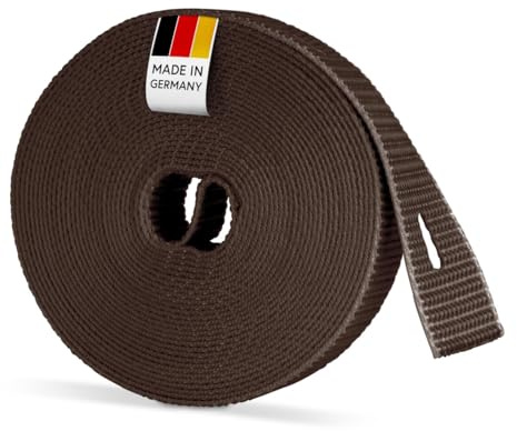 BAUHELD 6 m roller shutter belt, 23 mm, brown, made in Germany, for roller shutters on doors and windows, high tear resistance and UV stability, roller shutter webbing suitable for belt winder