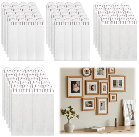 Eddrfy Picture Hanging Strips Heavy Duty, 48 Pairs Removable Adhesive Strips 16x70mm Hook and Loop Tape, Damage Free Wall Hanging Strips for Frames, Posters, Photos, Stickers, No Nails Alternative