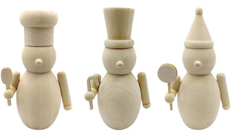 NUOBESTY 3pcs Unfinished Wooden Nutcracker Figures Wood Nutcracker Dolls to Paint for DIY Christmas Holiday Crafting Decoration